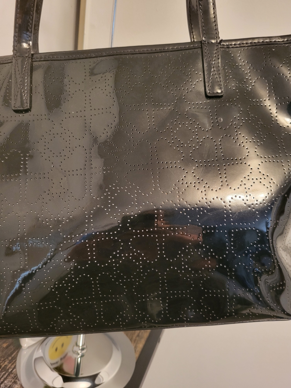 Kate Spade Black Patent Tote Bag. NWOT. 16"W X 10"L X 6" D with Unbrand Dusty - Picture 14 of 15